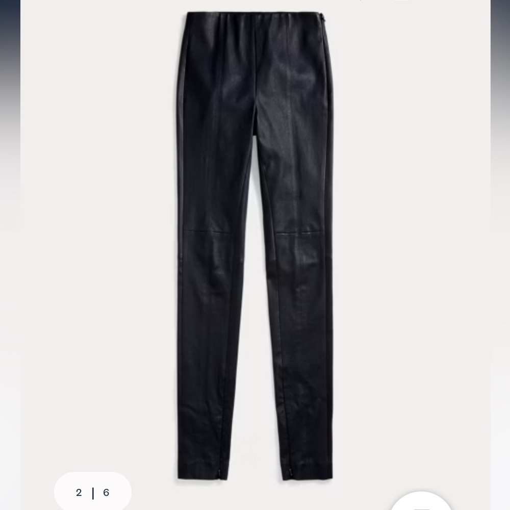 Polo Ralph Lauren leather leggings in navy blue
